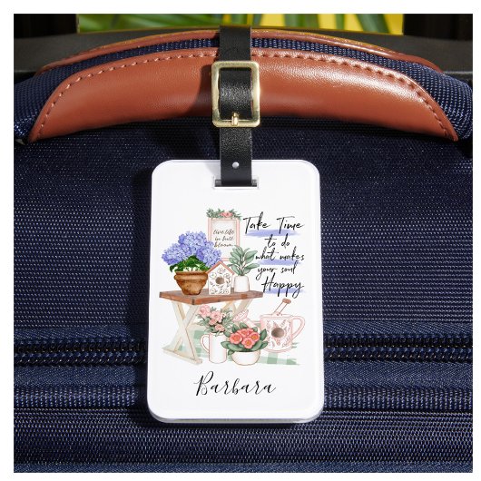 Étiquette À Bagage Charming Gardener Floral Prénom