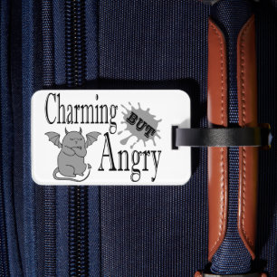Étiquette À Bagage Charming mais en colère petit chat diable drôle ci
