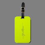 Étiquette À Bagage chartreuse jaune - ajouter le nom<br><div class="desc">Bagage Tag avec chartreuse jaune couleur solide arrière - plan et à la main en lettres, police grise Design élégant et tendance par Alma Wad .Personnalisez-le avec votre nom maintenant. Conseil du concepteur : Le nom est livré en écriture manuscrite avec des swashes. Lorsque vous personnalisez, mettez votre nom entre...</div>