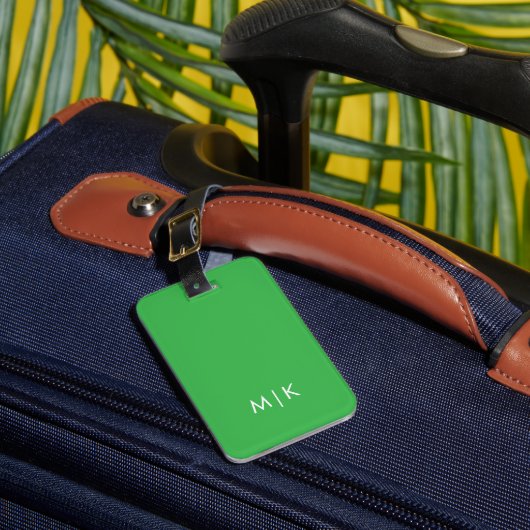 Étiquette À Bagage Chartreuse Vert et Blanc | Monogramme moderne (Insitu Rectoal 1)