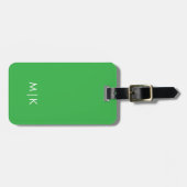 Étiquette À Bagage Chartreuse Vert et Blanc | Monogramme moderne (Devant horizontal)