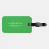 Étiquette À Bagage Chartreuse Vert et Blanc | Monogramme moderne (Dos horizontal)