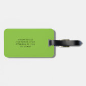 Étiquette À Bagage Chartreuse verte | Monogramme moderne (Dos horizontal)