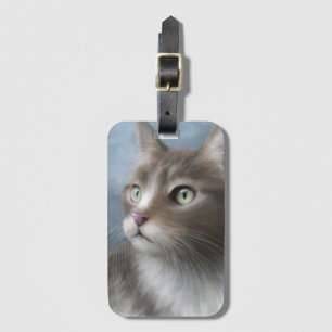 Étiquette À Bagage Chat 682 bleu