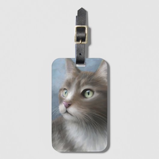 Étiquette À Bagage Chat 682 bleu (Devant Vertical)