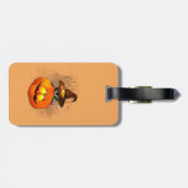 Étiquette À Bagage Chat à sorcière mignonne et amis Citrouilles d'Hal (Dos horizontal)