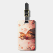 Étiquette À Bagage Chat abyssinien avec Rose - Saint Valentin (Devant Vertical)