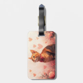 Étiquette À Bagage Chat abyssinien avec Rose - Saint Valentin (Dos Vertical)