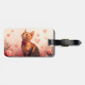 Étiquette À Bagage Chat abyssinien avec Rose - Saint Valentin (Dos horizontal)