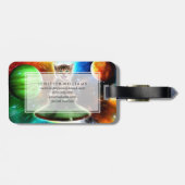 Étiquette À Bagage Chat Alien dans la soucoupe de l'ufo (Dos horizontal)