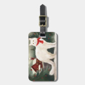 Étiquette À Bagage Chat Angora turc en Noël de neige (Devant Vertical)