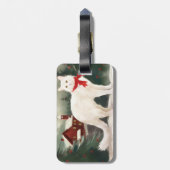 Étiquette À Bagage Chat Angora turc en Noël de neige (Dos Vertical)