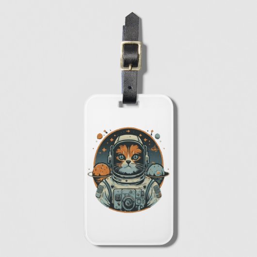 Étiquette À Bagage Chat-astronaute sur les Astéroïdes (Devant Vertical)