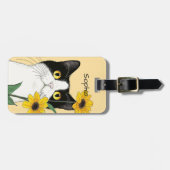 Étiquette À Bagage Chat aux Tournesols (Devant horizontal)