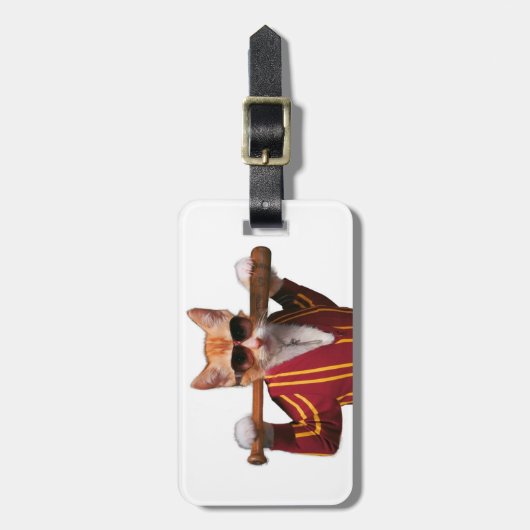 Étiquette À Bagage Chat avec batte de baseball (Devant Vertical)