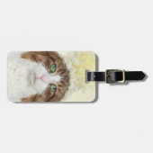 Étiquette À Bagage Chat avec le casquette de fleur (Devant horizontal)