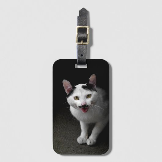 Étiquette À Bagage Chat avec Moustache (Devant Vertical)