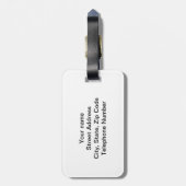 Étiquette À Bagage Chat avec une planète et manger une pizza (Dos Vertical)