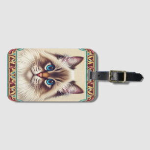 Étiquette À Bagage Chat Birman Décoratif Bordure encadrée colorée