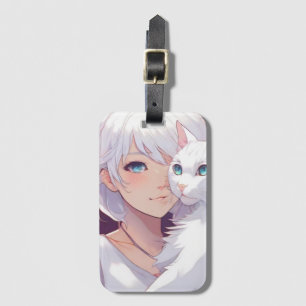Étiquette À Bagage Chat blanc