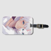 Étiquette À Bagage Chat blanc (Devant Horizontal)