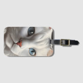 Étiquette À Bagage Chat blanc (Devant Horizontal)