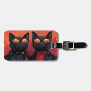 Étiquette À Bagage Chat bleu oriental avec roses du cœur pour la Sain