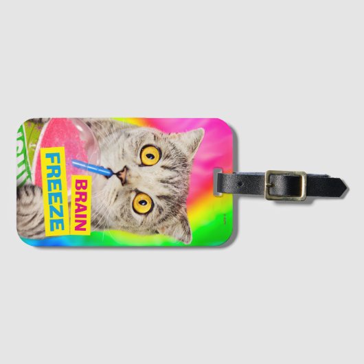 Étiquette À Bagage Chat Boire à la rousse (Devant Horizontal)