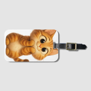 Étiquette À Bagage Chat Cartoon Cute, Chat Tabby Orange
