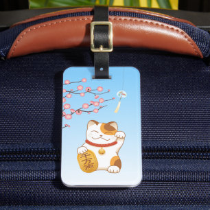 Étiquette À Bagage Chat chanceux japonais, Calico Maneki Neko