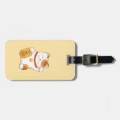 Étiquette À Bagage Chat chanceux japonais, Calico Maneki Neko (Devant horizontal)