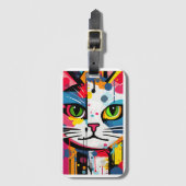 Étiquette À Bagage Chat Coloré (Devant Vertical)