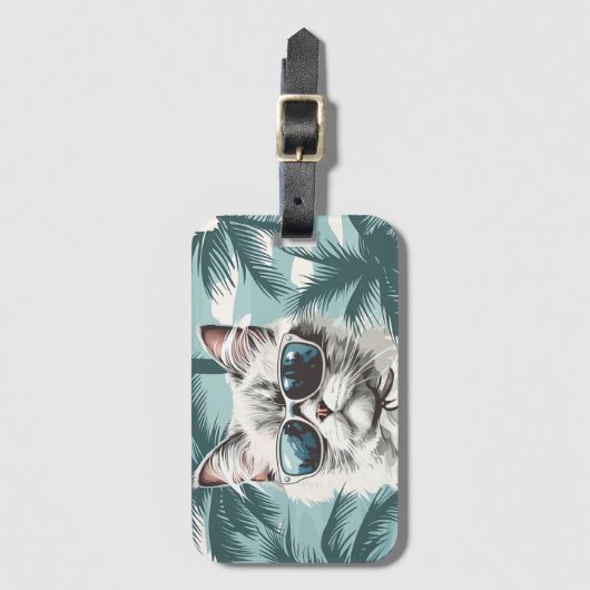 Étiquette À Bagage Chat cool (Devant Vertical)