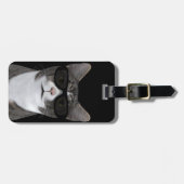 Étiquette À Bagage Chat cool Avec Lunettes De Soleil Noir (Devant horizontal)