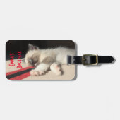 Étiquette À Bagage Chat couché avec photo remplaçable personnalisé (Devant horizontal)