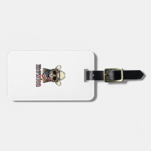 Étiquette À Bagage Chat Cowboy Patriotique Mewica Design Vector Vinta
