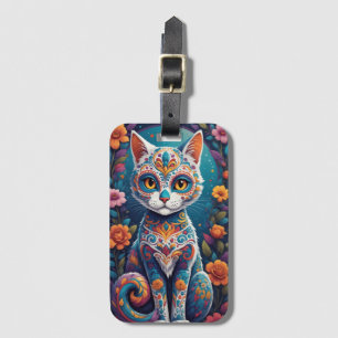 Étiquette À Bagage Chat Crâne de Sucre