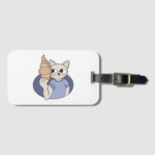 Étiquette À Bagage Chat Croissant Drôle