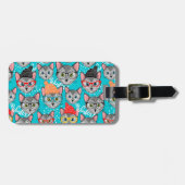 Étiquette À Bagage Chat dans le casquette (Devant horizontal)