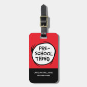 Étiquette À Bagage Chat dans le Casquette | Choses préscolaires (Devant Vertical)