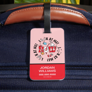 Étiquette À Bagage Chat dans le Casquette   Regarde-Moi ! Regarde-Moi