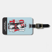 Étiquette À Bagage Chat dans le Casquette | Texte B&W (Devant horizontal)