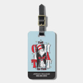 Étiquette À Bagage Chat dans le Casquette | Texte B&W (Devant Vertical)