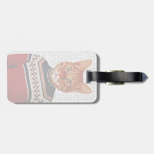 Étiquette À Bagage Chat dans le chandail 2 de ski (Dos horizontal)