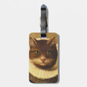 Étiquette À Bagage Chat Dans Un Ruff Cute Art Victorien Peinture Vint (Dos Vertical)