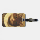 Étiquette À Bagage Chat Dans Un Ruff Cute Art Victorien Peinture Vint (Dos horizontal)