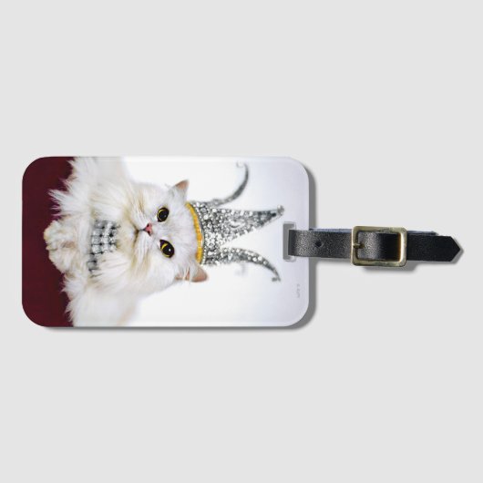 Étiquette À Bagage Chat dans une couronne (Devant Horizontal)