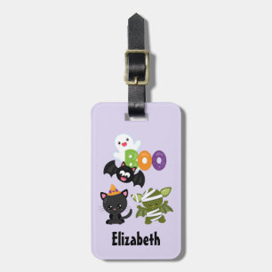 Étiquette À Bagage Chat de Cute Halloween, bat, mummy et ghost