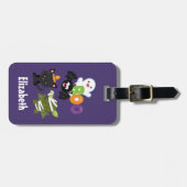 Étiquette À Bagage Chat de Cute Halloween, bat, mummy et ghost (Devant horizontal)