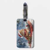 Étiquette À Bagage Chat de Maine Coon en sledge Laisser neiger Noël (Dos Vertical)